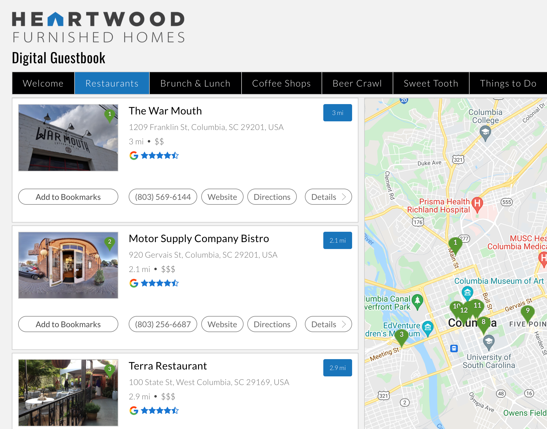 RueBaRue Destination Guide Restaurants