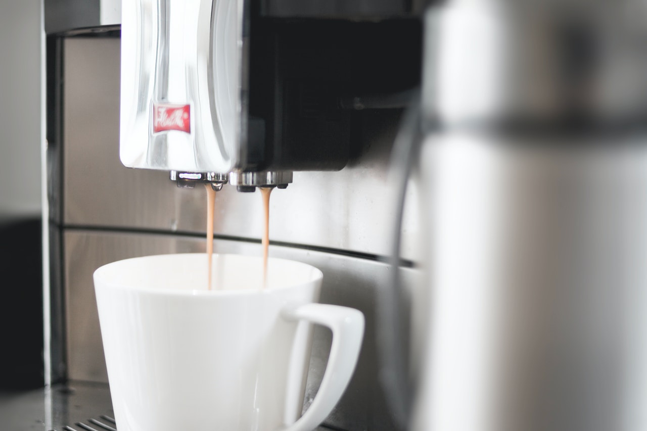 A coffee machine making coffee