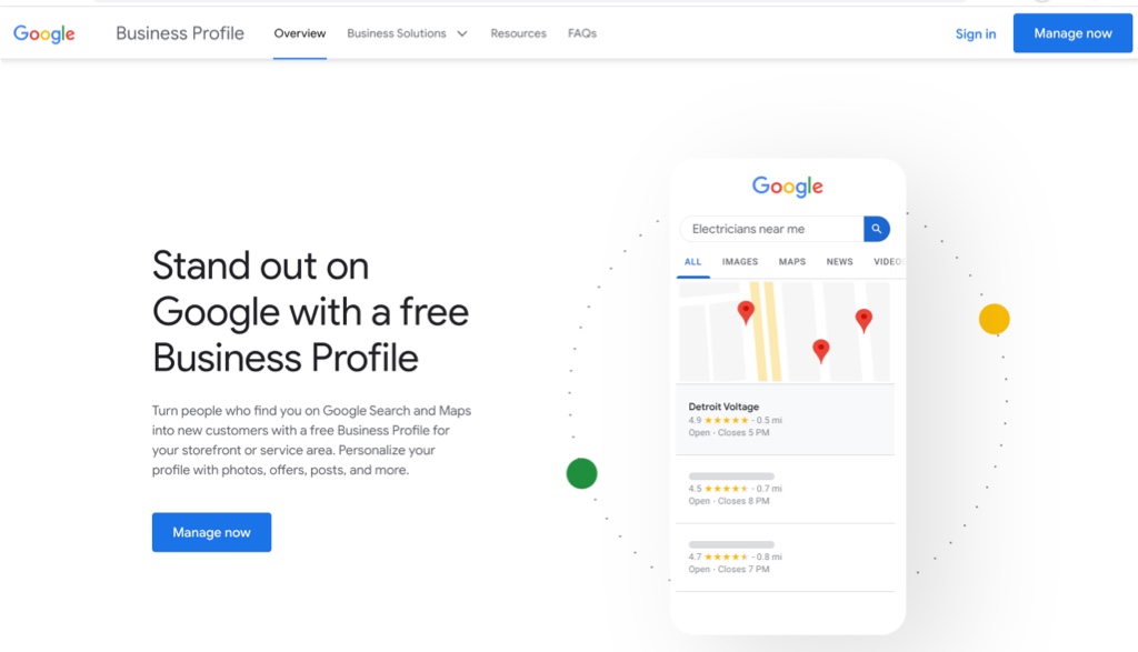 Google Business Profile Page