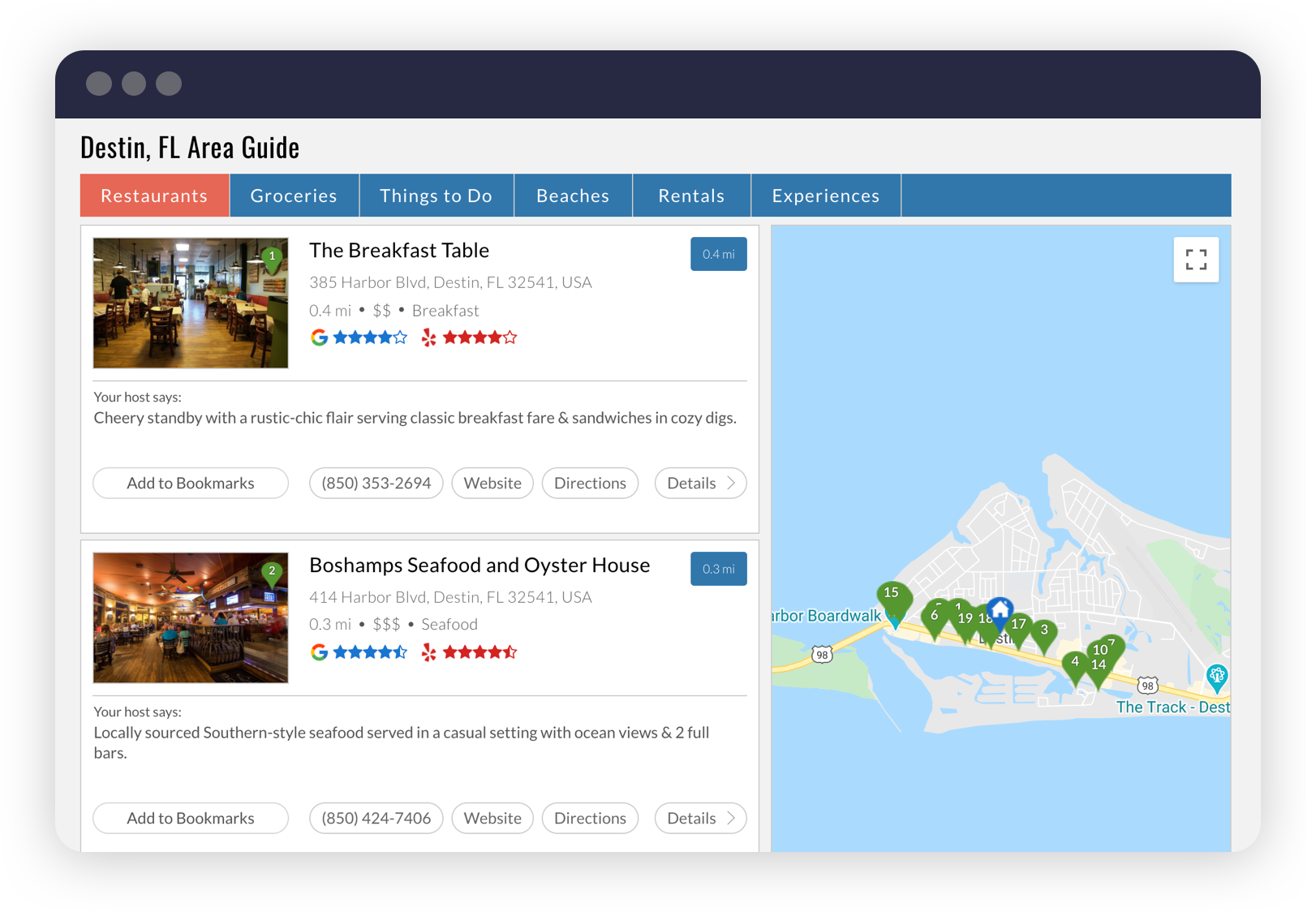 RueBaRue's Area Guide demo. Source: RueBaRue